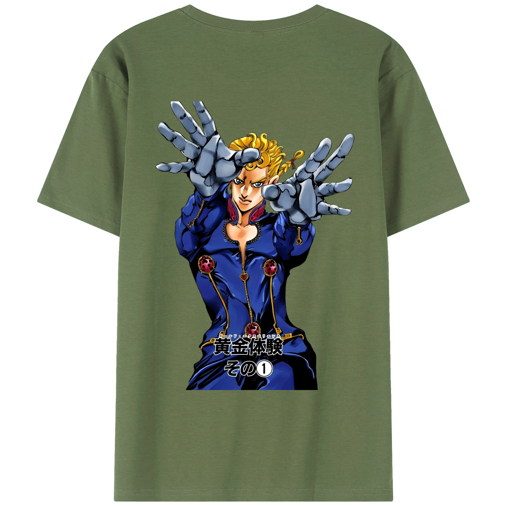 （画像用） ジョジョの奇妙な冒険 ジョルノ?ジョバァーナ JoJo's Bizarre Adventure Giorno Giovanna 綿100％ メンズ半袖Tシャツ（バックプリント） 通気性